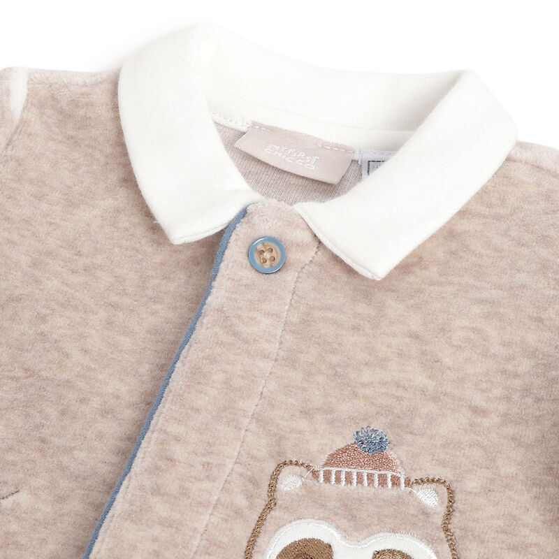 Boys Medium Natural Applique Front Opening Babysuit image number 2